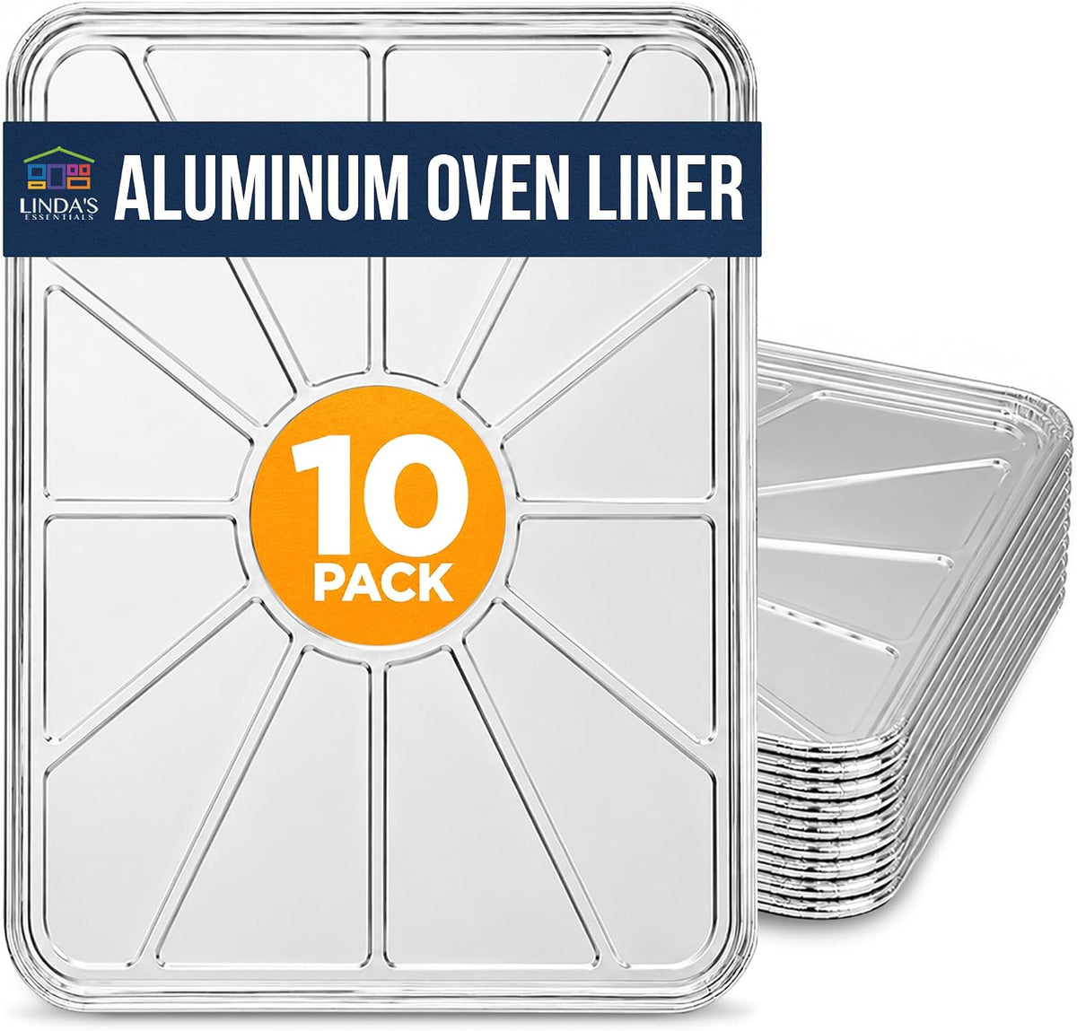 Aluminum Oven Liners for Bottom of Oven (10 Pack), Disposable Foil Oven Liners for Bottom of Oven, Oven Drip Pans, Oven Liners for Bottom of Electric Oven and Gas Oven, Oven Liner, 18.5" x 15.5''