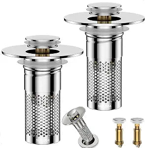Bathroom Sink Drain Strainer,Universal Pop-Up Sink Stopper Hair Catcher, Anti-Clog Stainless Steel Drain Filter Basket, Removable Sink Drain for Bathroom Sink Stopper (1)