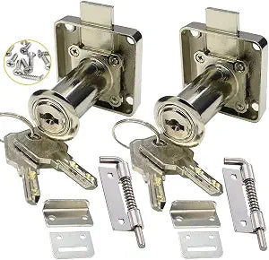 Cabinet Doors Drawer Heavy Safety Closet Lock with Keys Deadbolt (Keyed Alike) Single Double Door General Purpose Fits on 1.06 inch-1.25 inch Wooden Panels Thickness (2 Pack)