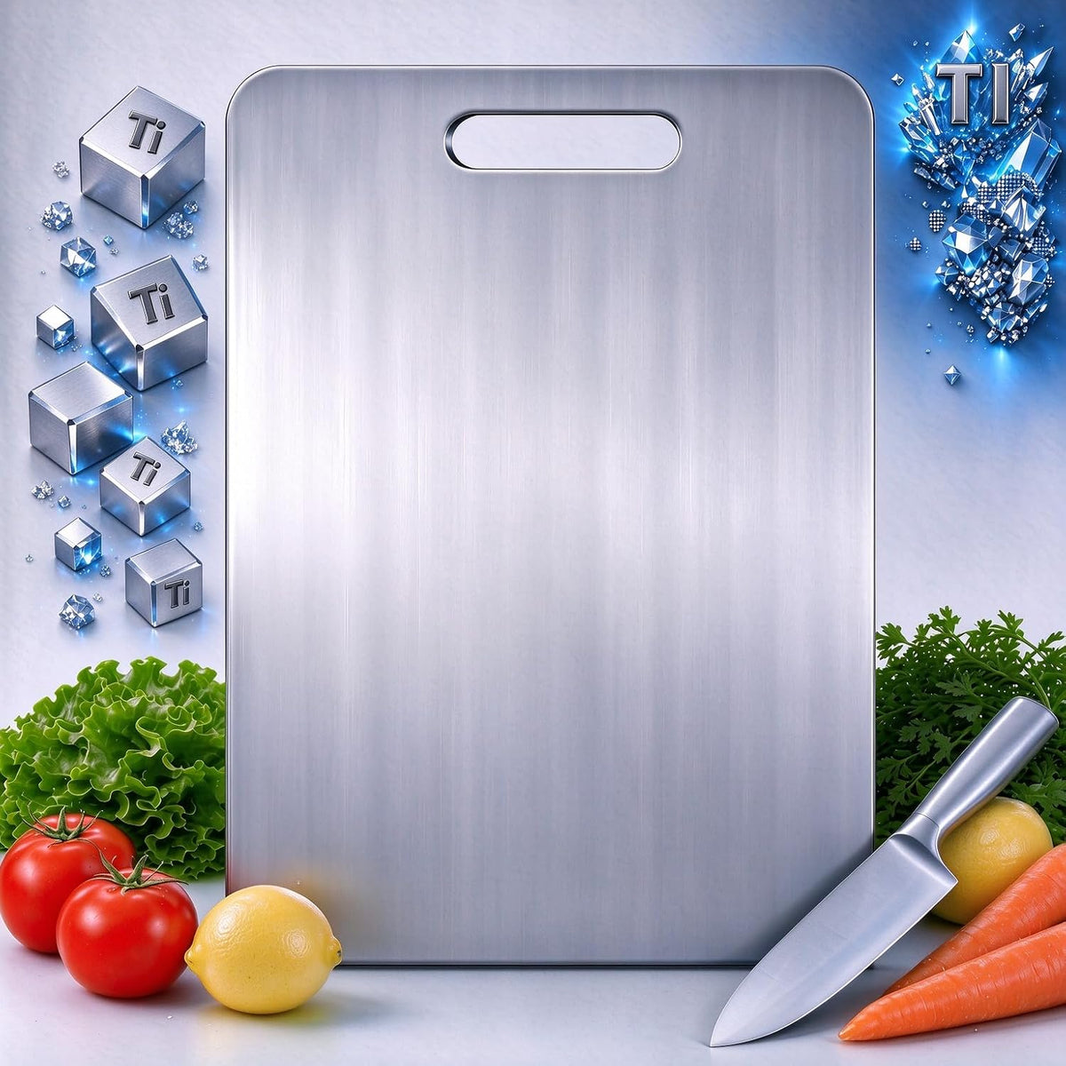 Katori Titanium Cutting Board, 100% Pure Titanium Cutting Boards for Kitchen, Double Sided Non Toxic Cutting Board,Hygiene Durable Chopping Board Suitable for Dishwasher Safe (1PCS,M)