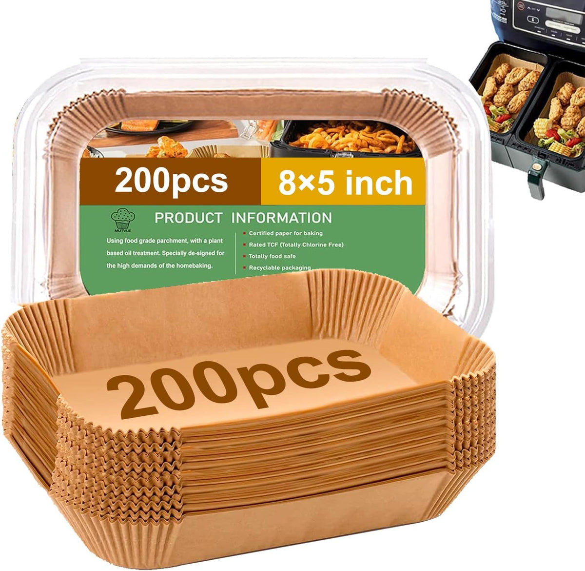 Rectangle Air Fryer Liners for CHEFMAN 6 Quart Dual Basket Air Fryer Oven