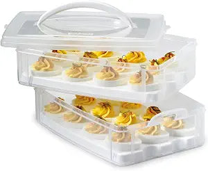 Snapware (2-Layer, 24 Eggs) Plastic Detachable Deviled Egg Carrier Storage