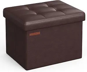 SONGMICS Small Folding Storage Ottoman, 12.2 x 16.1 x 12.2 Inches