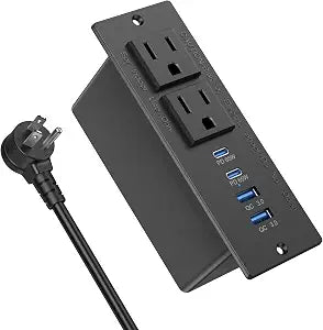 Recessed Power Strip with 2 PD 65W USB C,Flush Mount Outlet