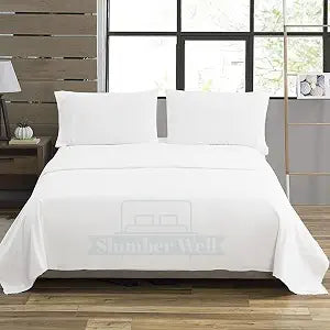 SlumberWell 4 Piece Sheet Set Twin Size, 100% Egyptian Cotton, 18 Inch Deep Pocket, Breathable Cooling & Super Soft Hotel Bed Sheets, White Solid