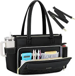 RAINSMORE Teacher Bag for Women, 15.6" Laptop Work Tote, 40oz Cup Holder
