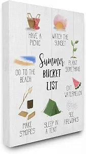 Summer Bucket List Seasonal Food Word, 16 x 20 Inch Canvas Wall Art