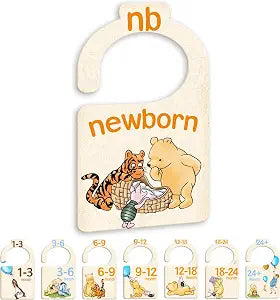JMOST Bear Baby Closet Dividers for Nursery Closet Organizer, Newborn to 24 Months Size Clothes, Bear Hangers with Size Dividers, Double Sided