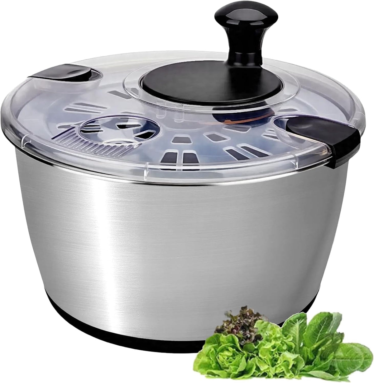 SveBake Stainless Steel Salad Spinner 6.34Qt, BPA-Free Large Lettuce Dryer