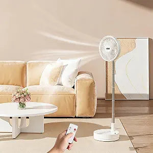 7.8-inch Portable Foldable Fan, Oscillating and Angle-Adjustable Design, with Remote Control, 8000mAh Battery, Ultra-Quiet, 4 Wind Speed Modes, Suitable for Home, Office, Travel, Camping
