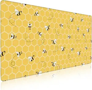 Large Mouse Pad Yellow Bee Mouse Mat for Home and Office Large Gaming Mouse Pad for Laptop Keyboard Mat with Non-Slip Rubber Base,Stitched Edges (31.5"x15.7")