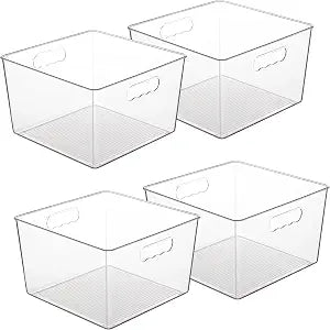 Vtopmart 4 Pack Extra Large Clear Storage Bins, 11x11 Cube Organizer