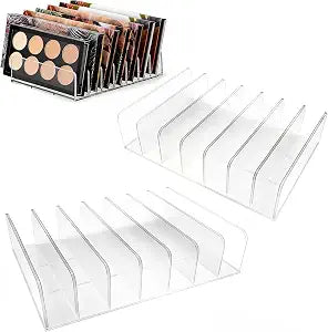 2 Pack 7-Slot Clear Acrylic Eyeshadow Palette Cosmetic Storage Organizer