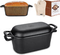 3.6 QT Cast Iron Loaf Bread Pan with Lid, Oval Dutch Oven for Bread Baking