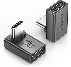 Silkland 40Gbps USB C 90 Degree Right Angle Adapter 2 Pack, 240W USB4
