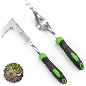 2-Piece Weeding Tool Set, Manual Weed Puller Tool, Crack Weeder Crevice Weeding Tool Stainless Steel, Paving Brick Moss Dandelion Removal, Weed Remover Tool for Garden Patio