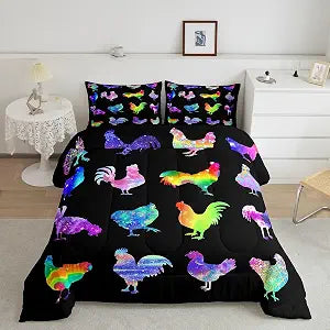 Feelyou Tie Dye Chicken Animals Comforter Set Full Size Kids Boys Girls