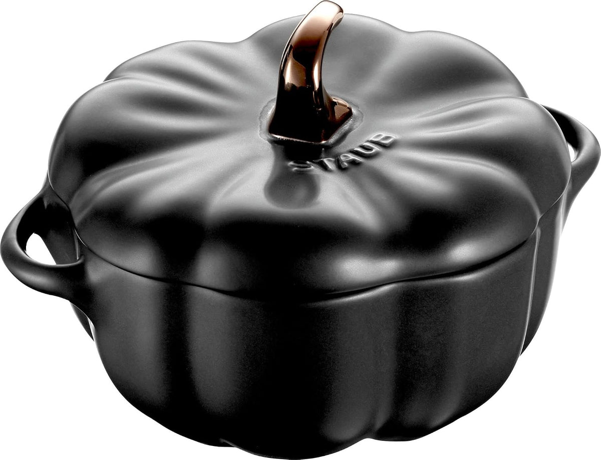 STAUB Ceramic 0.5-qt Petite Ceramic Pumpkin, Oven & Stove Safe up to 572 F, Pumpkin Dish, Ceramic Baking Dish, Candy Dish, Matte Black