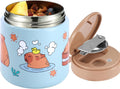 15.2 oz Kids Thermo Food Jar for Hot Food, Folding Spoon, Capybara Blue
