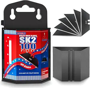 DIYSELF 100 Pack Utility Knife Blade Refills, SK2 Razor Knife Blades, Black