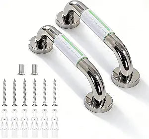 12 Inch Grab Bars for Bathroom Wall Mount, Glow in Dark Luminous Non Slip Shower Safety Handrail, Stainless Steel Toilet Grab Bar for Seniors Elderly Handicap