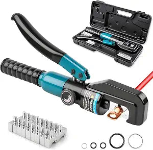 Hydraulic Crimping Tool, 12-2/0 AWG Battery Crimper with 9 Dies