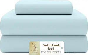 SUPREME ELEGANCE Cotton Rich Percale Twin XL Dorm Sheet Set - Soft Blue