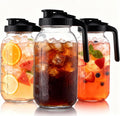 3 Pack 64 oz Pitchers with Lids, Half Gallon Glass Drink Pitchers