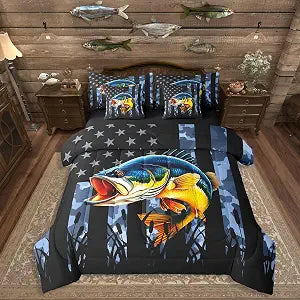 Erosebridal Bass Pike Fish Full Comforter Set with Sheets 7 Piece
