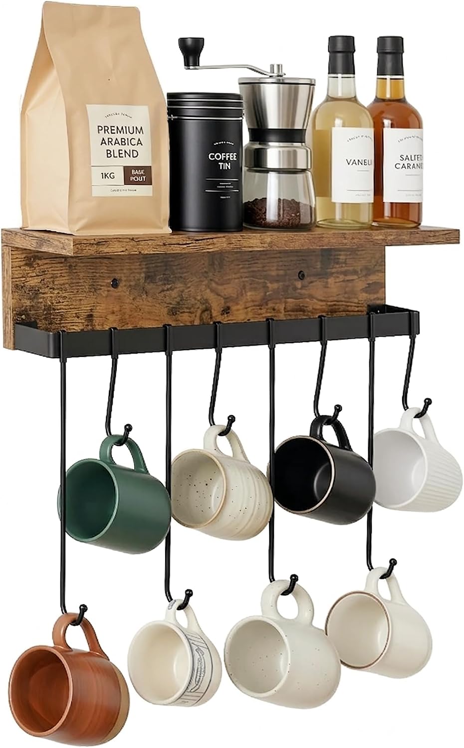 Wall Mounted Mug Holder with 8 Hooks