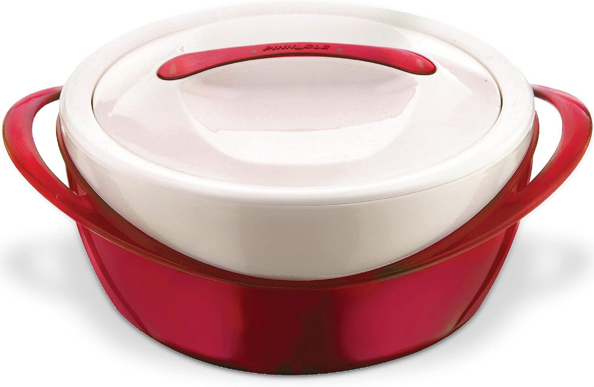 Pinnacle Large Insulated Casserole Dish with Lid 3.6 qt. Elegant Hot Pot Food Warmer/Cooler -Thermal Soup/Salad Serving Bowl Stainless Steel Hot Food Container-Best Gift Set for Moms -Holidays Red