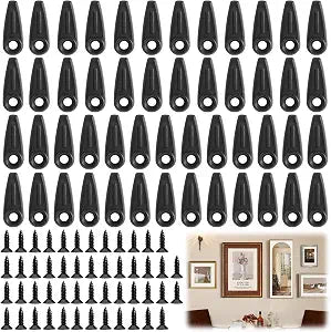 50PCS Picture Frame Backing Clips Buckle Set,Picture Frame Hardware,Black Backing Clips Flat Metal,Turn Button Fasteners with Screws,for Hanging Pictures Photos (50 Pcs)