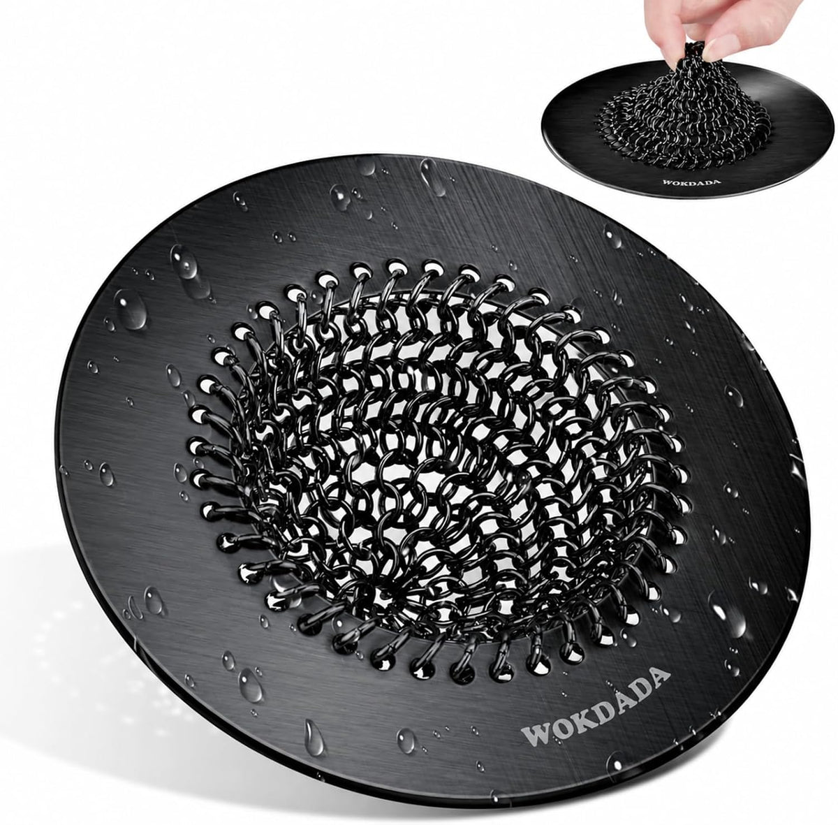 Reversible Kitchen Sink Drain Strainer, Anti-Clog Flat Edge, Black