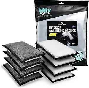 8 Pack Microfiber Scrub Pads Car Interior Wash Sponge Car Wax Applicator Scrubber Safe for All Auto Interior, Boat, Motorcycle, Furniture Surfaces