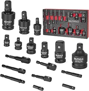 BILITOOLS 17-Piece Impact Socket Adapter Set with U-Joints & Reducers