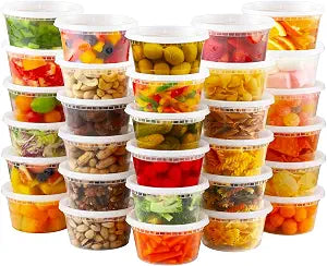 AOZITA 32 Sets 12 oz Plastic Deli Food Containers With Lids, Airtight Food Storage Containers, Freezer/Dishwasher/Microwave Safe, Soup Containers For Takeout Meal Prep Storage