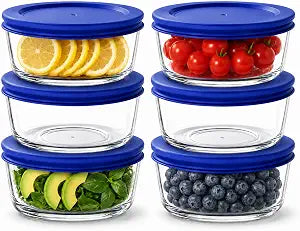 D.M DESIGNMASTER [6 PACK, 2 CUP]- Glass bowl sets with lids. Free meal prep containers for kitchen, leftovers, snacks. BPA - Free lids. Microwave, Dishwasher, Freezer, Oven Safe.