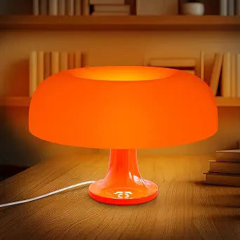 Orange Mushroom Table Lamp for Bedroom; ABS + PVC Build (not Glass)