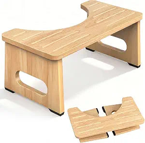 YOSE Squatting Potty for Adults, Foldable Bamboo Toilet Stool Squat Adult, No Assembly Required, Sturdy Poop Stool Adult for Small Bathrooms, Space-Saving Bathroom Foot Stool