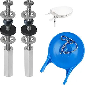 2 PCS Universal Toilet Seat Bolts Kit and 3 Inch Toilet Flappers Replacement Compatible with Gerber 99-788 Bundle, Toilet Repair Packs for Bathroom Toilet Tank