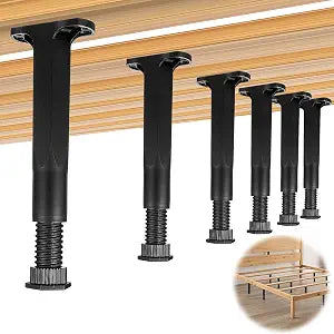 6 Pcs Adjustable Height Bed Support Legs, 7.9"-15" Bed Frame Legs for King Queen Bed Slats Bed Slat Support Bed Frame Center Support Furniture Leg Replacement Kit
