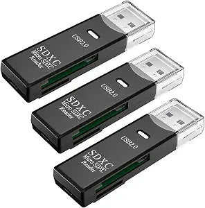 USB SD Card Reader for PC, 3 Packs Micro SD Card to USB Adapter, Card Reader for Camera Memory Card Reader, Wansurs Card Reader for Laptop (3 Pack USB2.0)