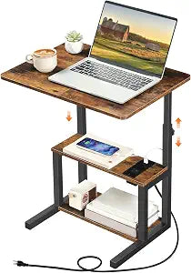 HOOBRO C-Shaped End Table, Adjustable Height Small Laptop Table for Couch