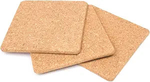 Fox Run Square Cork Trivets for Dishes, Pots, Pans and Plants, 7" x 0.5" Thick, Set of 3 Hot Pads