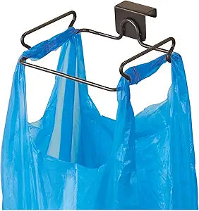 InterDesign Classico Over Cabinet Plastic Bag Holder  Storage Organizer for Kitchen, Bronze