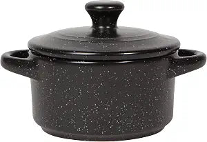 Now Designs Black Speckled Cocotte, Durable Ceramic Baking Dish with Lid and Handles