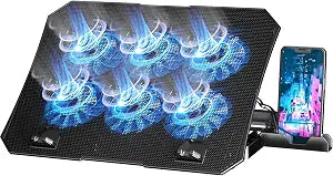 AICHESON Laptop Cooling Pad for 12-15.6 Inch, 6 Cooler Fans, Blue Lights