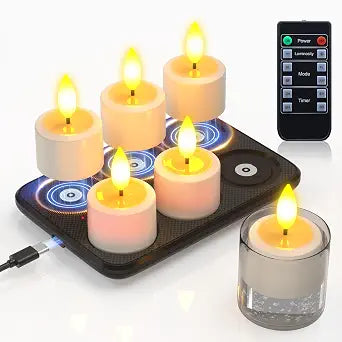 PChero Rechargeable Waterproof Tea Lights with Remote, 6 Pack