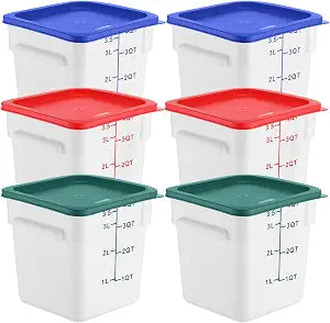 Ziliny 6 Pcs 4qt Commercial Food Storage Container with Lid, Square