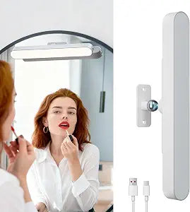 LED Vanity Lights for Mirror, White Wireless Makeup Mirror Lights with 4000mAh Battery, 3 Color Temperatures & Dimmable, Magnetic 360 Rotation, Stick On Design for Bathroom & Vanity